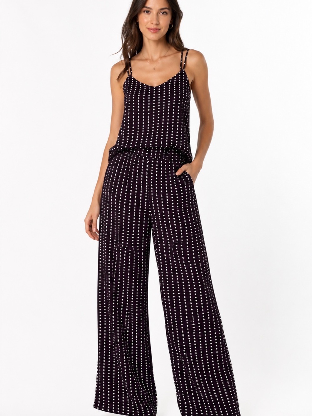 NWT EDIT by Jason Wu Polka Dot Cami Wide Leg Pants 2 Piece Set S